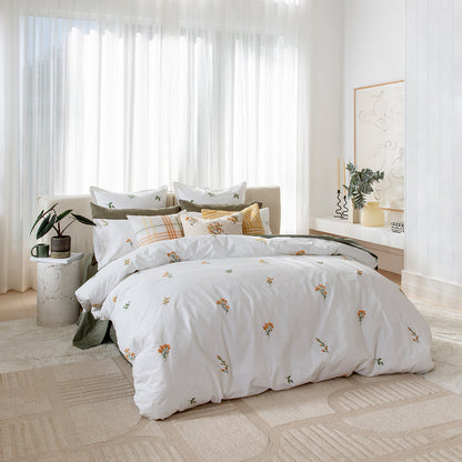 Yasmin Quilt Cover Set BED LINEN KAS AUSTRALIA White Double 180X210CM + 2PC 48X73CM